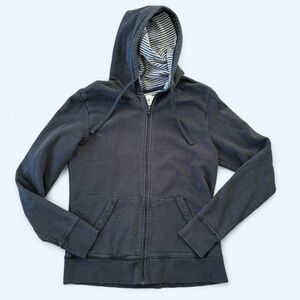 Pact washed Faded black zip up hoodie Textured stripe lining neutral casual